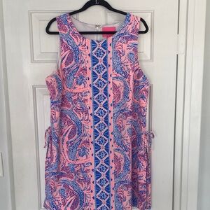 Lilly Pulitzer Pink & Blue Sleeveless Printed Shift Dress
